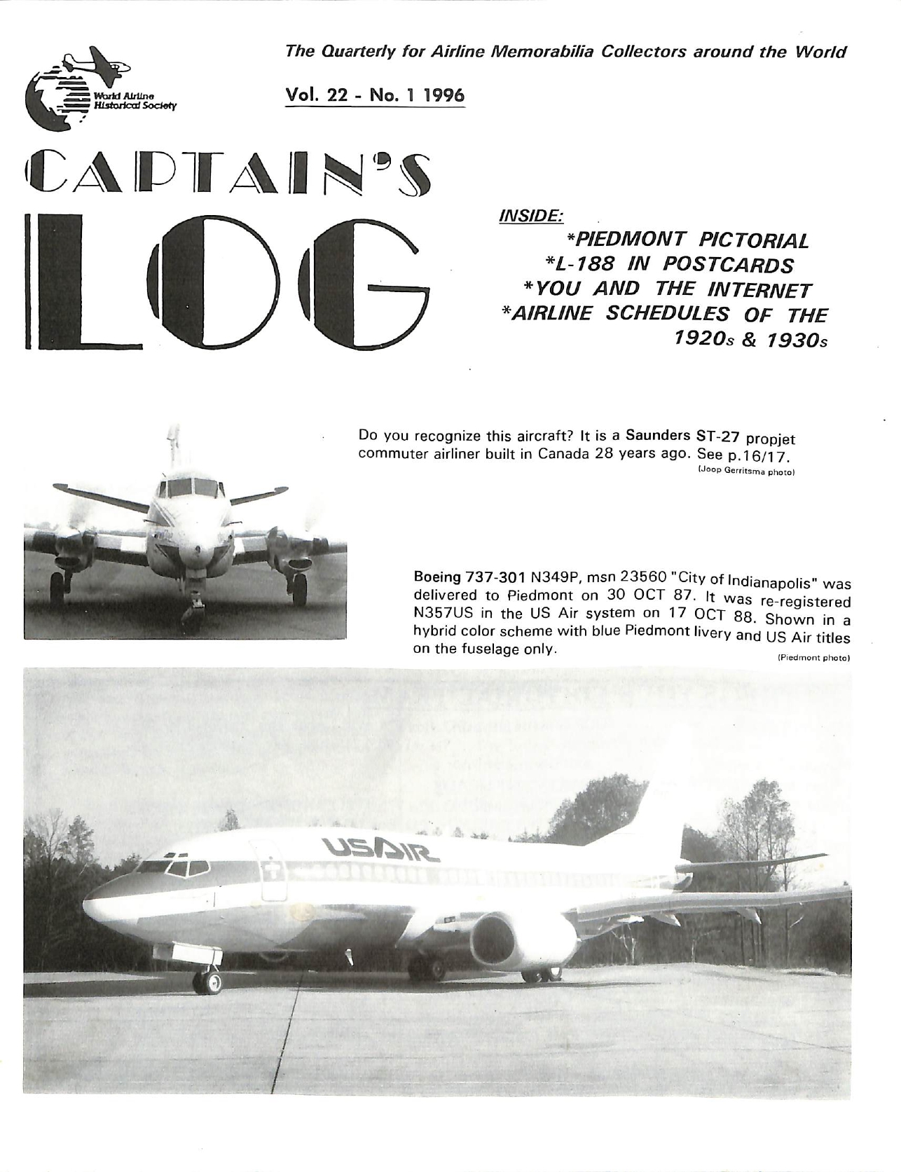 Captains Log Vol 22 No 1 COVER World Airline Historical Society