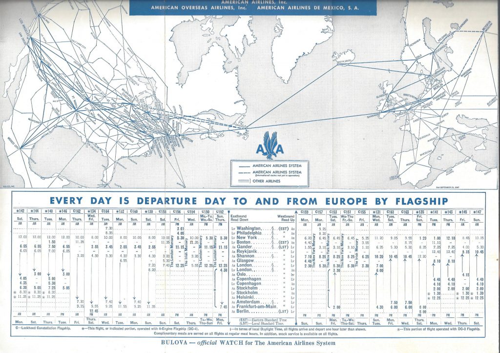 Old airlines timetables