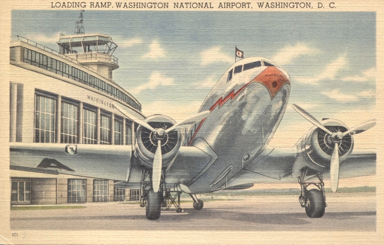 Washington D.C. Washington National Airport Coffee Shop Linen Vintage  Postcard