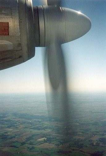 View looking out an airplane window