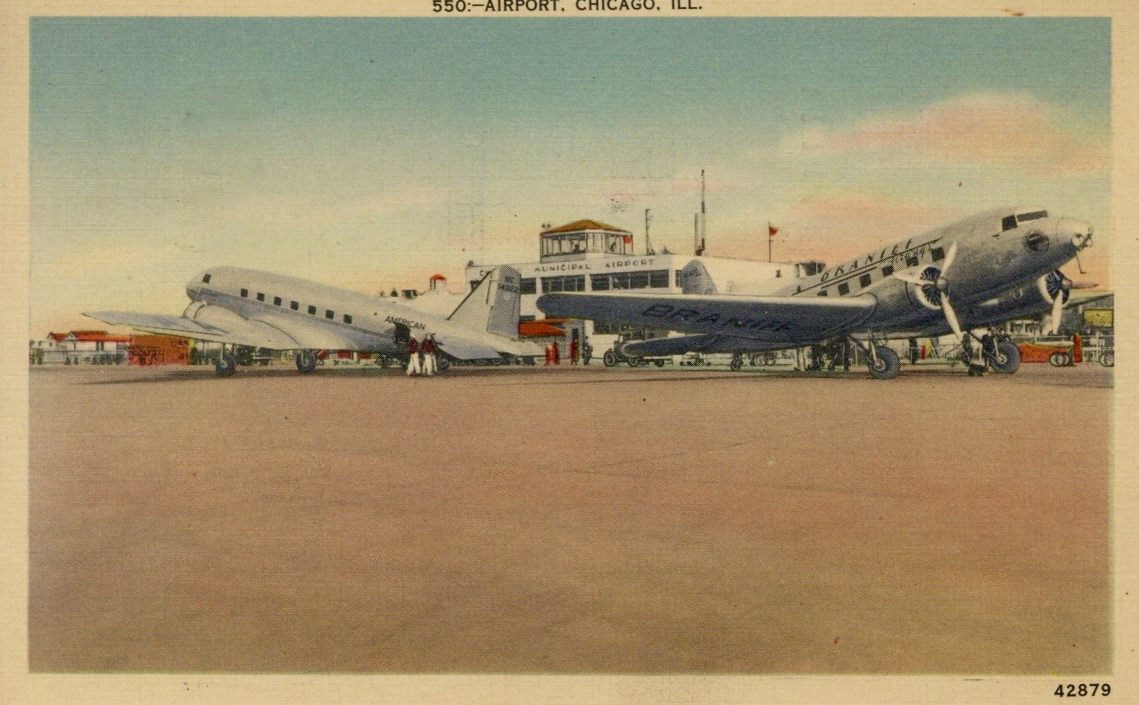 American Airlines Douglas DC-2, NC14922, and Braniff Airways DC-2 at Chicago Municipal Airport.  