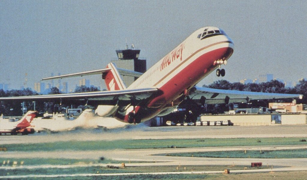 Midway Airlines Douglas DC-9 Departing Chicago Midway Airport, 1980s