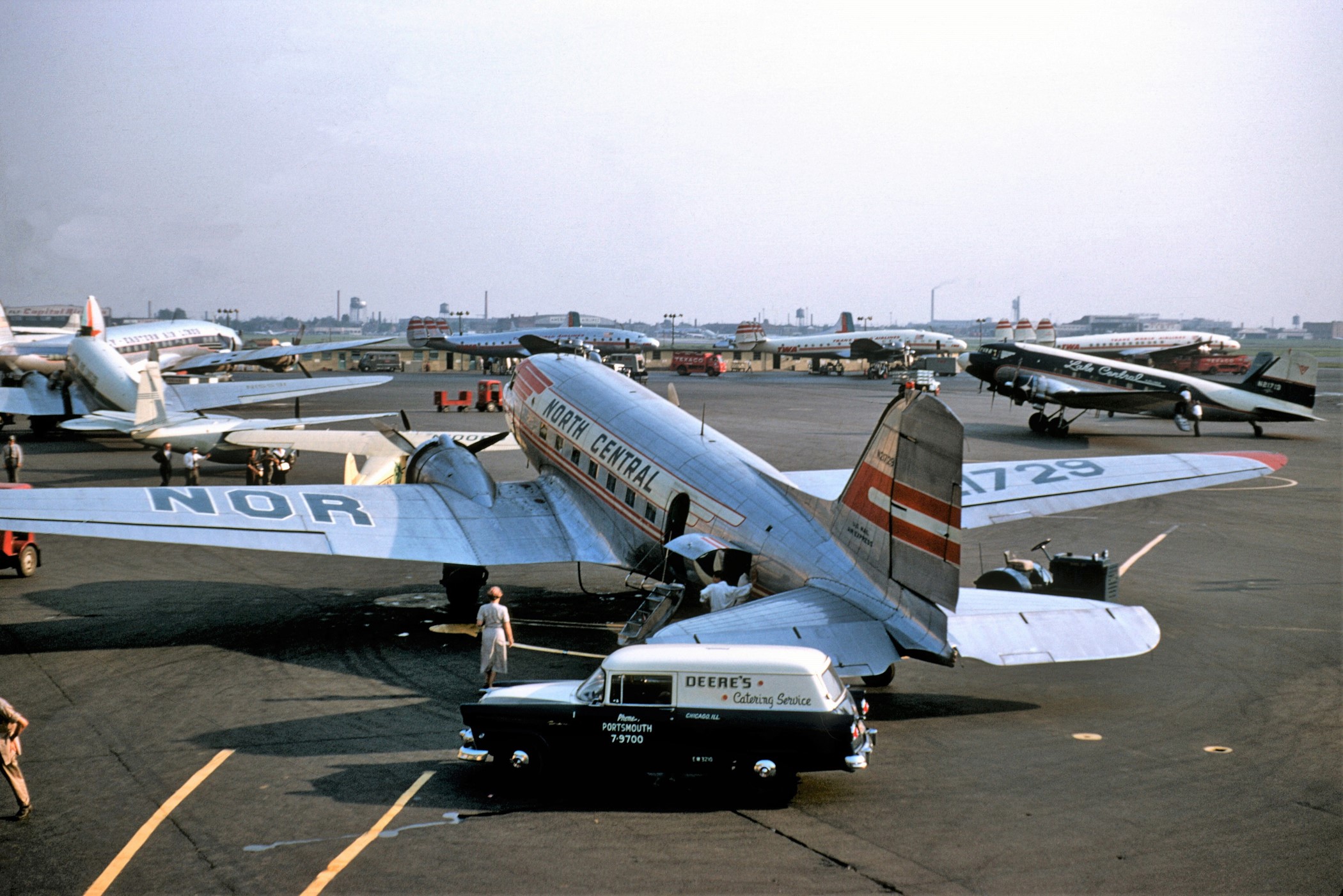 Midway Airport's Crowded Ramp Space in the 1950s, 