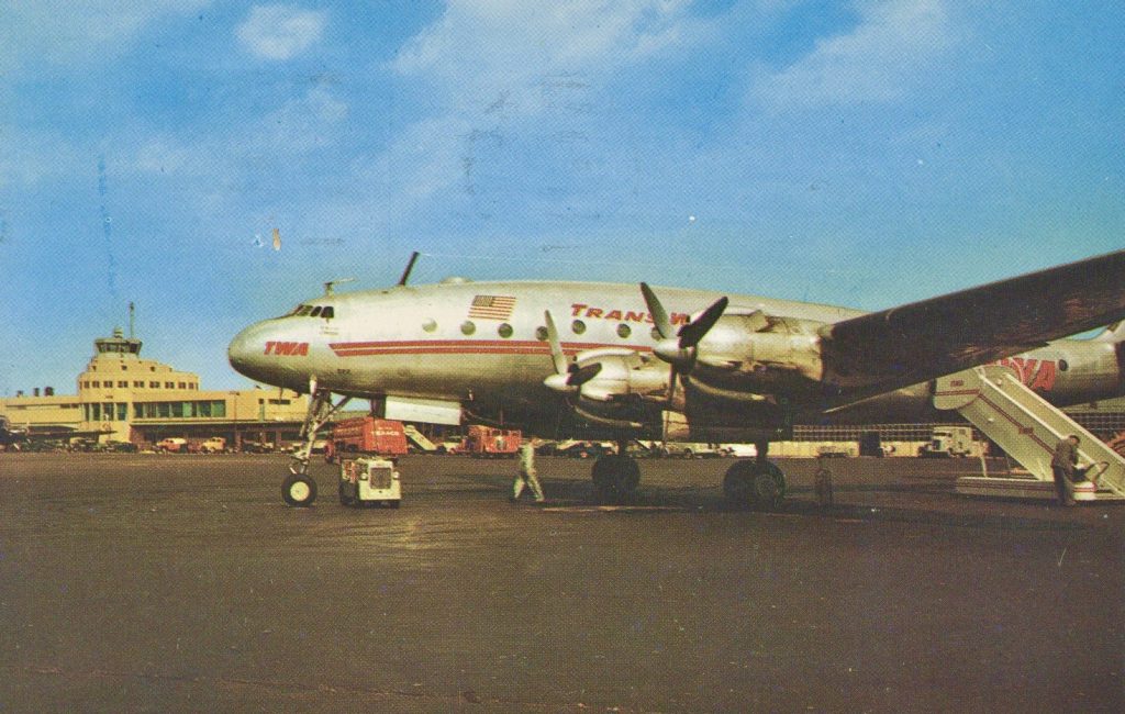 TWA Lockheed 049 Constellation at Chicago Midway, 1950s. 