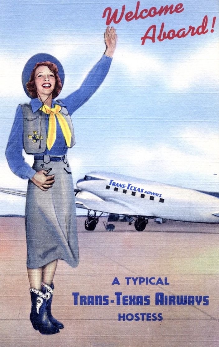 SKIES OVER TEXAS IN AIRLINE POSTCARDS World Airline Historical