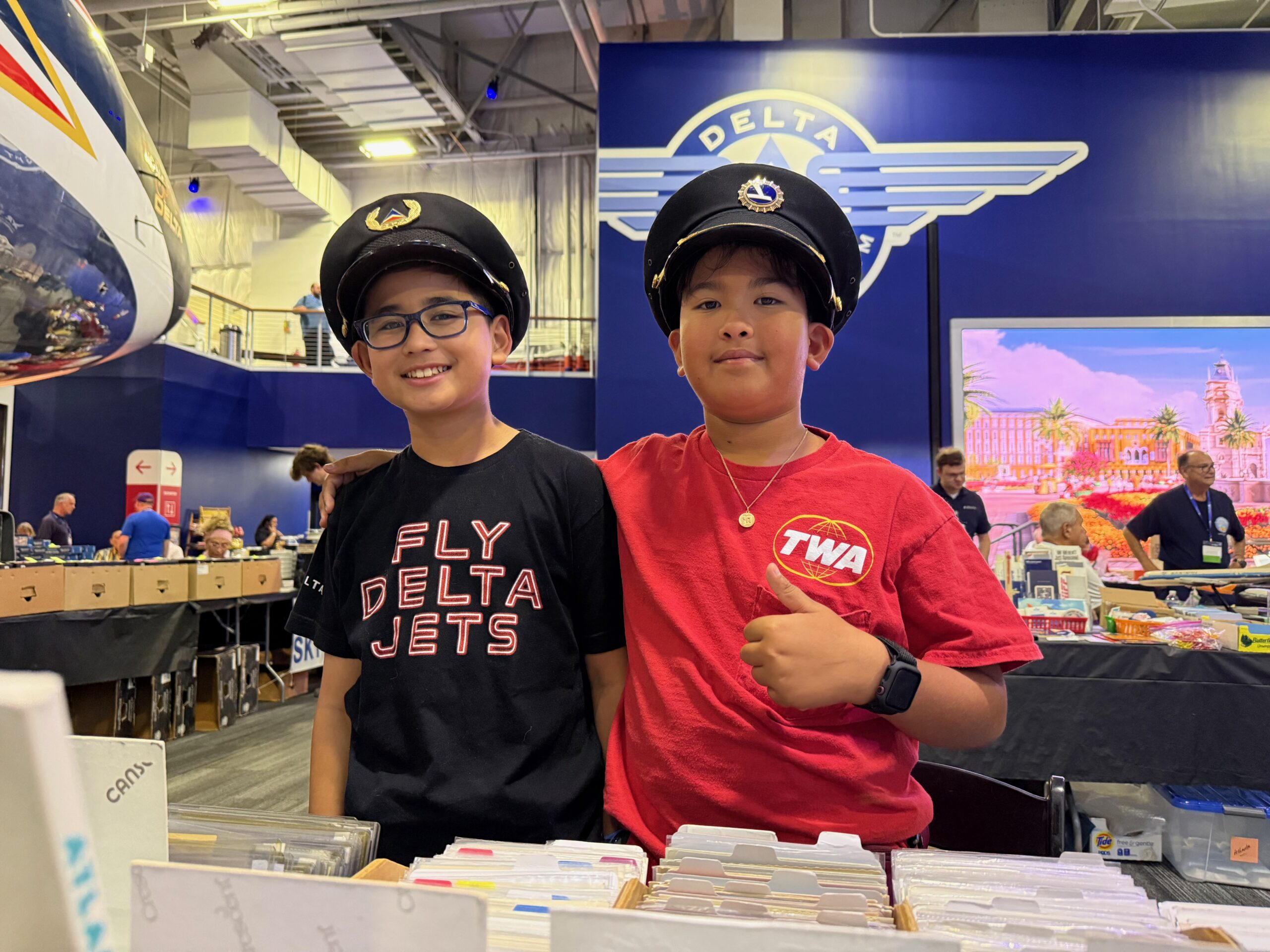 Two Wonderful Young Airline Enthusiasts At AI 2025 ATL, Delta Flight Museum, Photo By Marvin G. Goldman