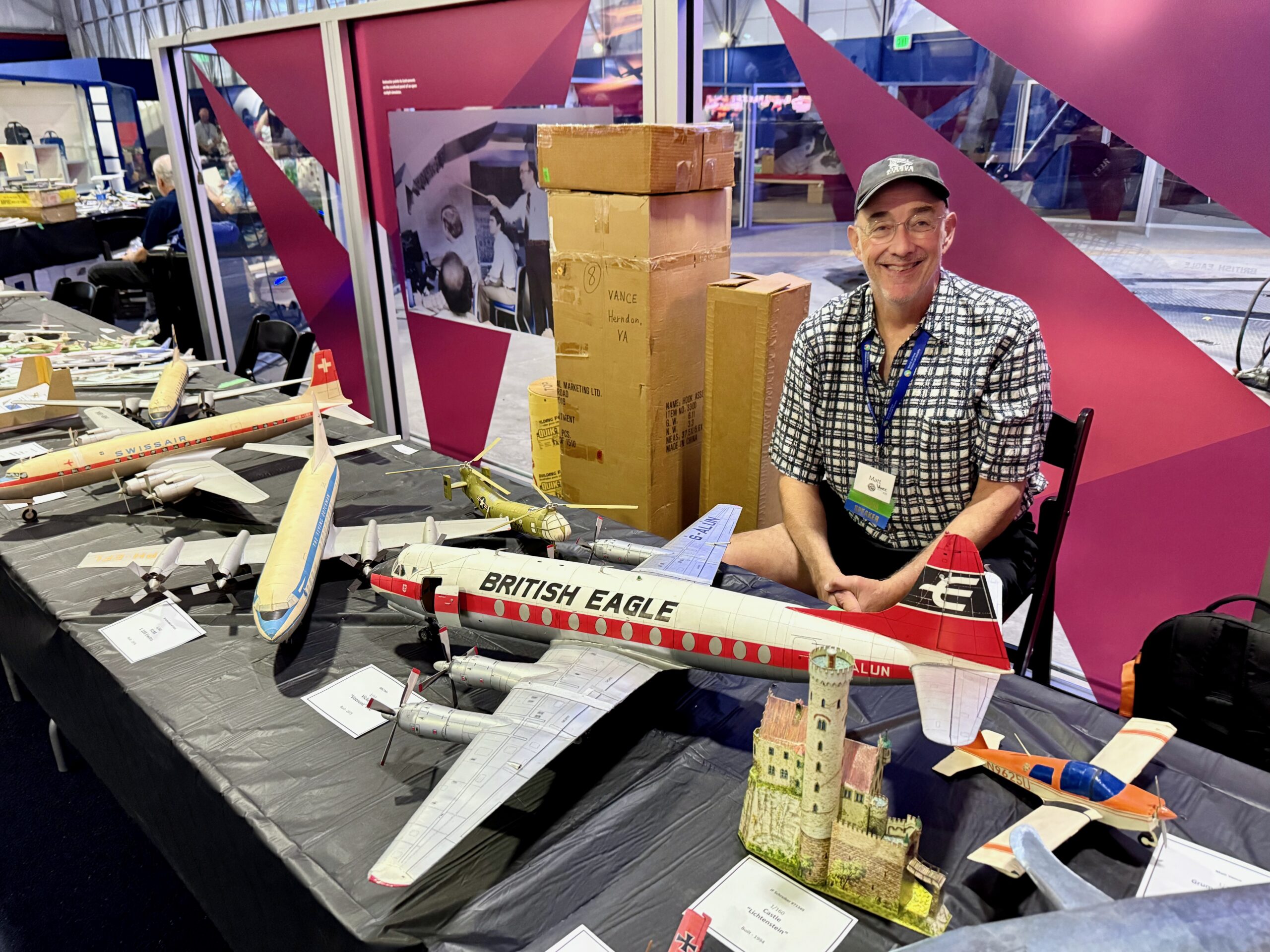 Matt Vance And Some Of His Paper Aircraft Models, AI 2025 ATL, Delta Flight Museum
